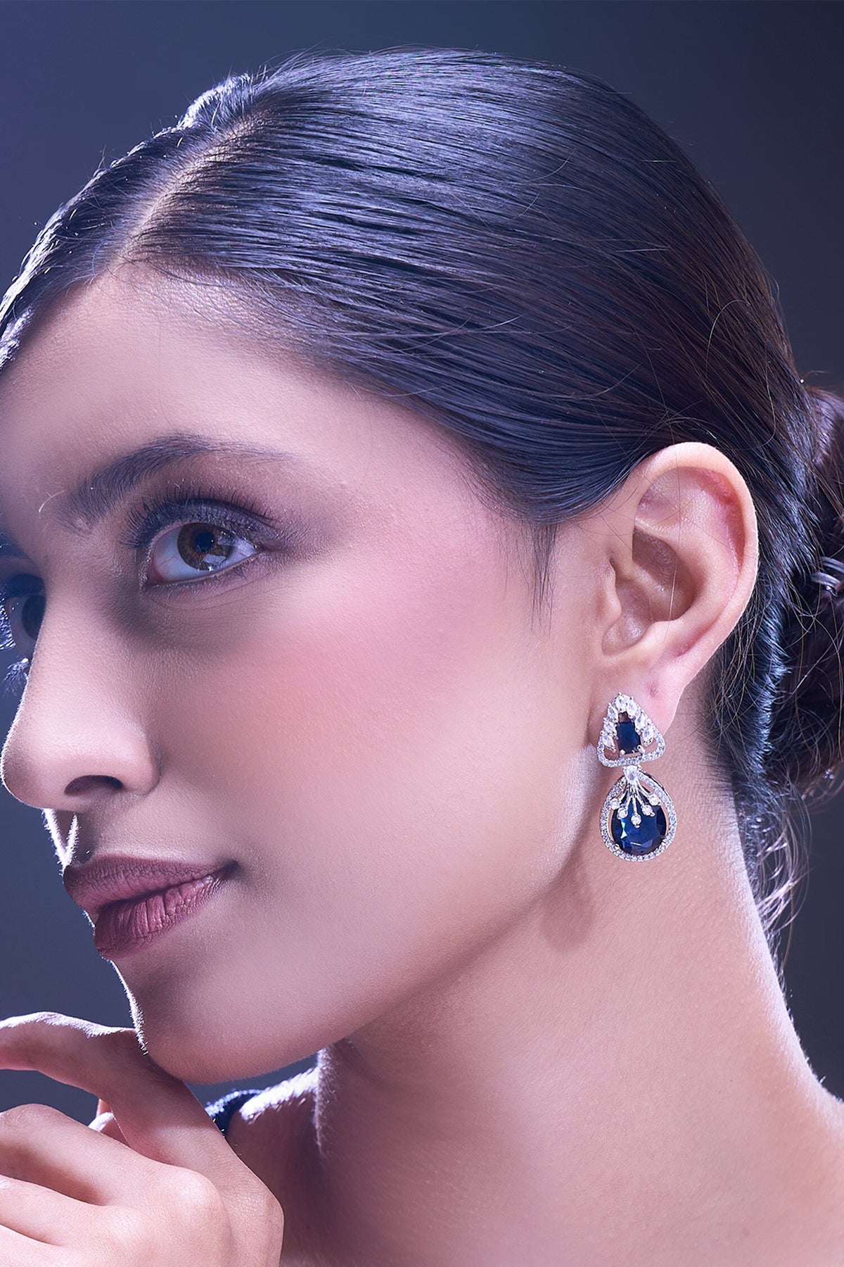 Blue American Diamond Earrings 