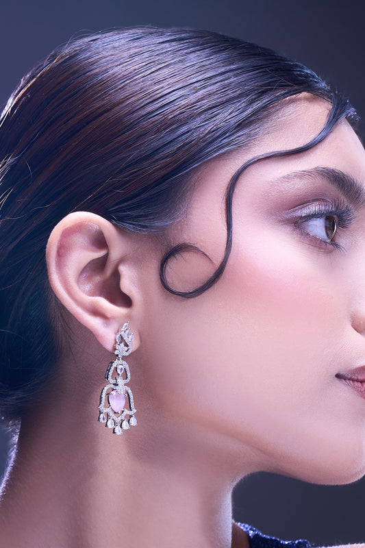 Pink American Diamond Earrings 