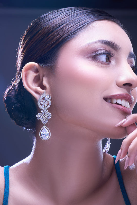 White American Diamond Earrings 