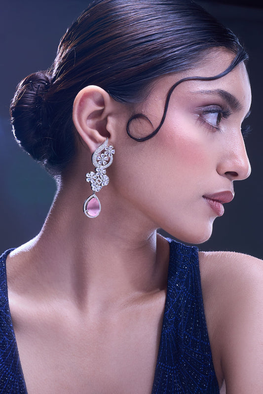Pink American Diamond Earrings 