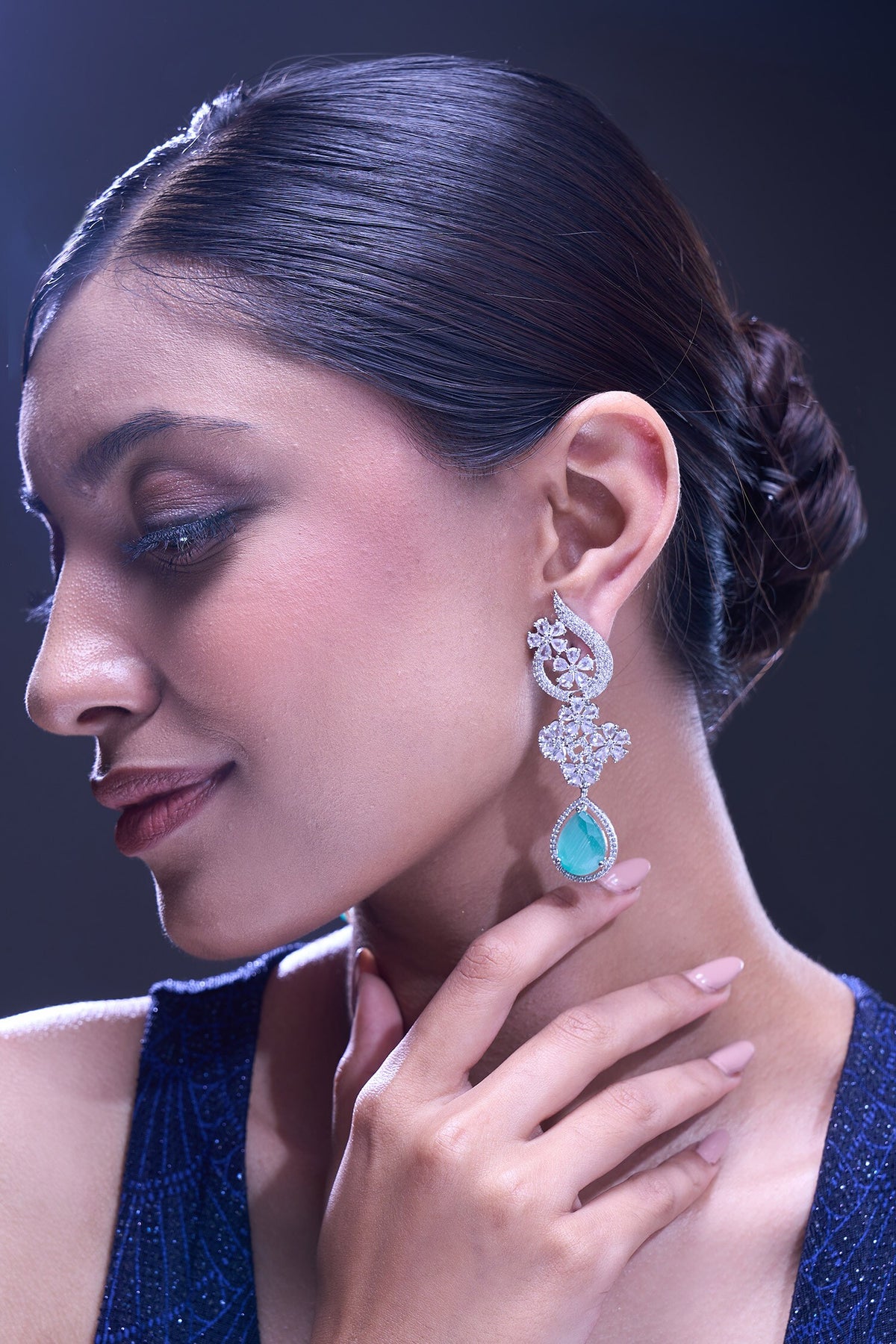 Aqua American Diamond Earrings 