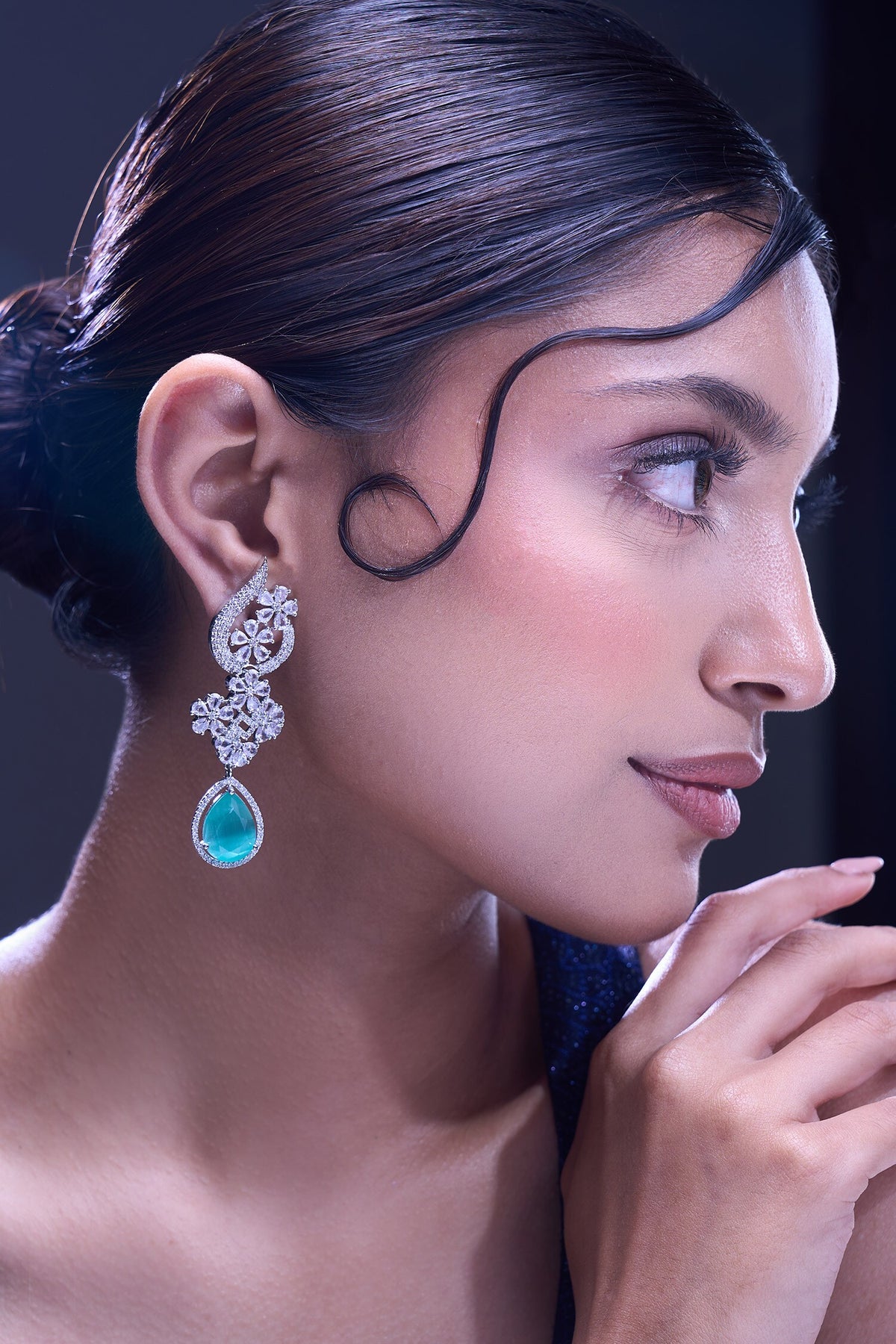 Aqua American Diamond Earrings 