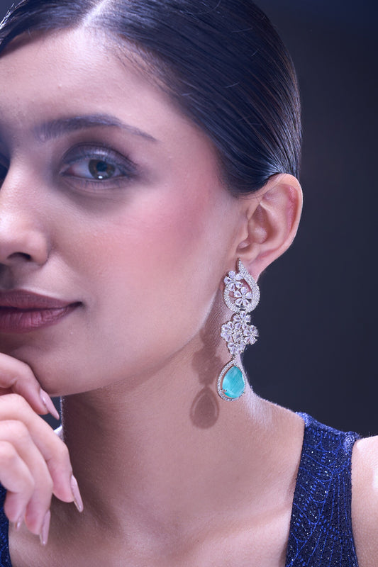 Aqua American Diamond Earrings 
