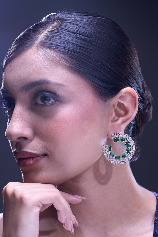 Green American Diamond Earrings 