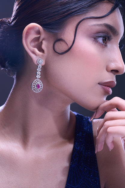 Ruby American Diamond Earrings 