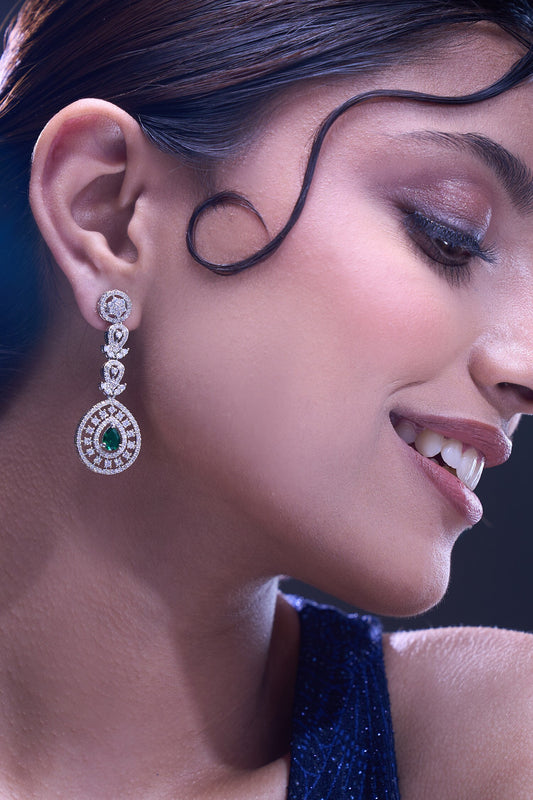 Green American Diamond Earrings 