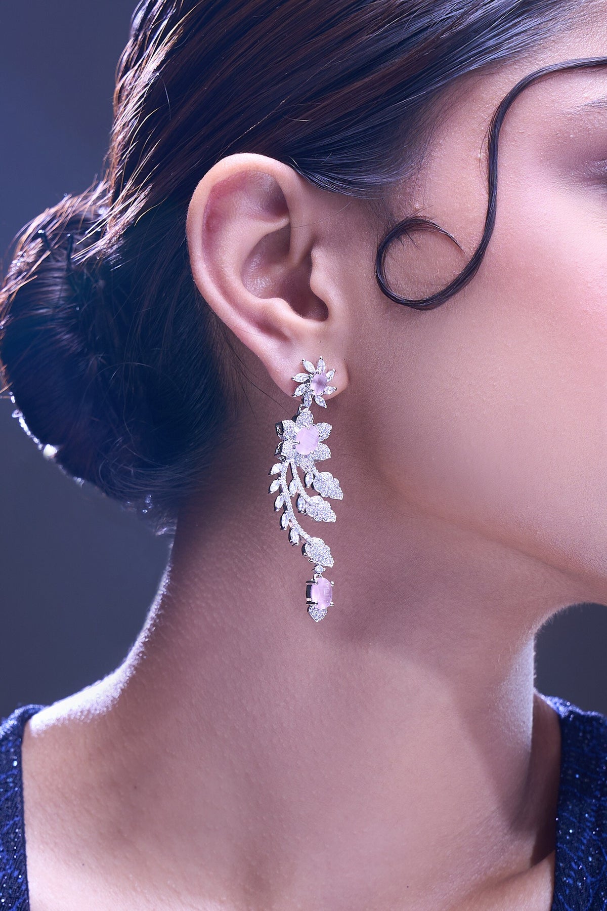 Pink American Diamond Earrings 