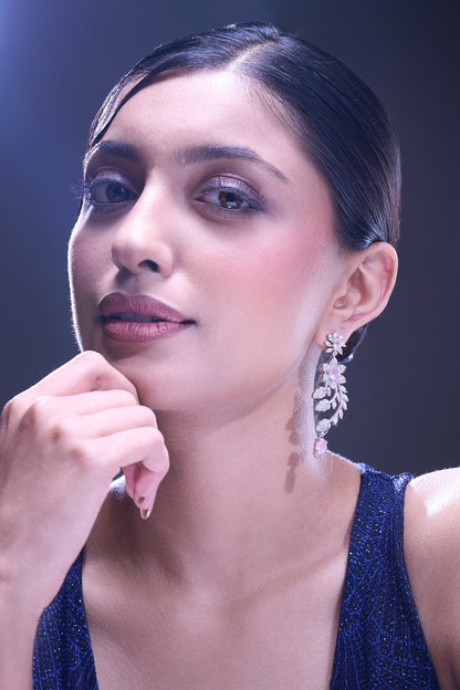 Pink American Diamond Earrings 
