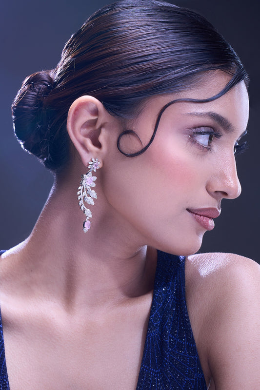 Pink American Diamond Earrings 