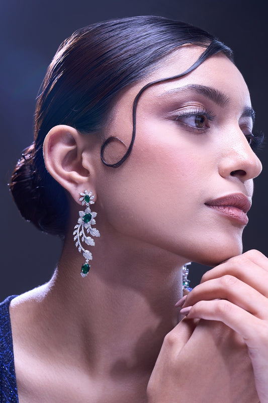 Green American Diamond Earrings 