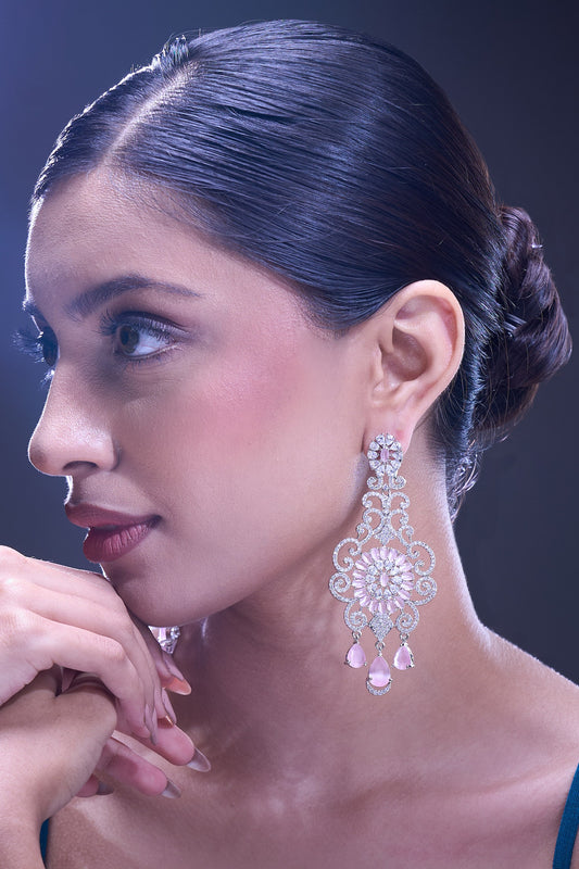 Pink American Diamond Earrings 