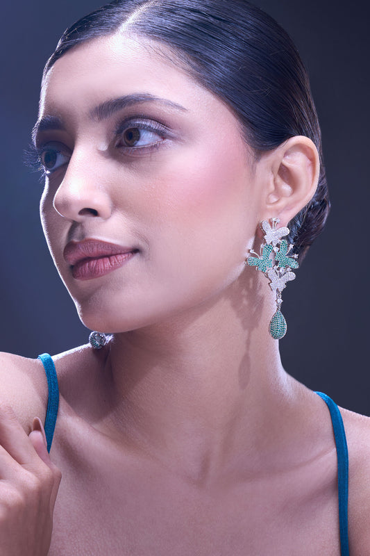 Green American Diamond Earrings 