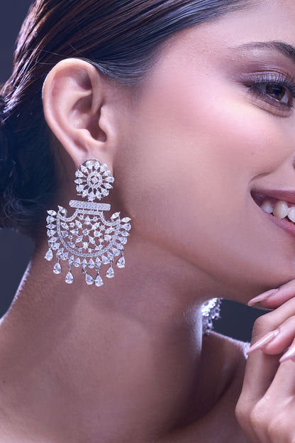 White American Diamond Earrings 