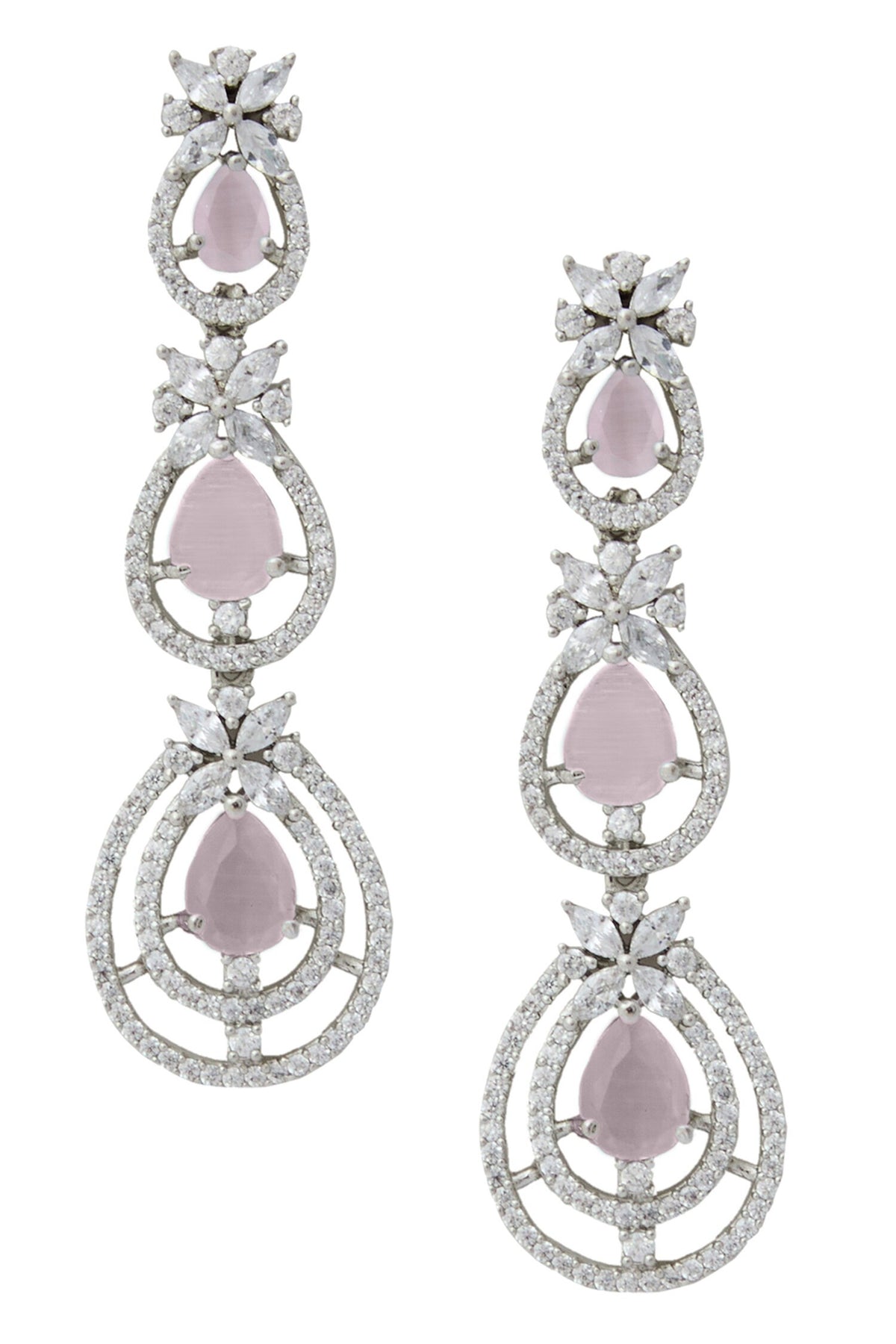 Pink American Diamond Earrings 