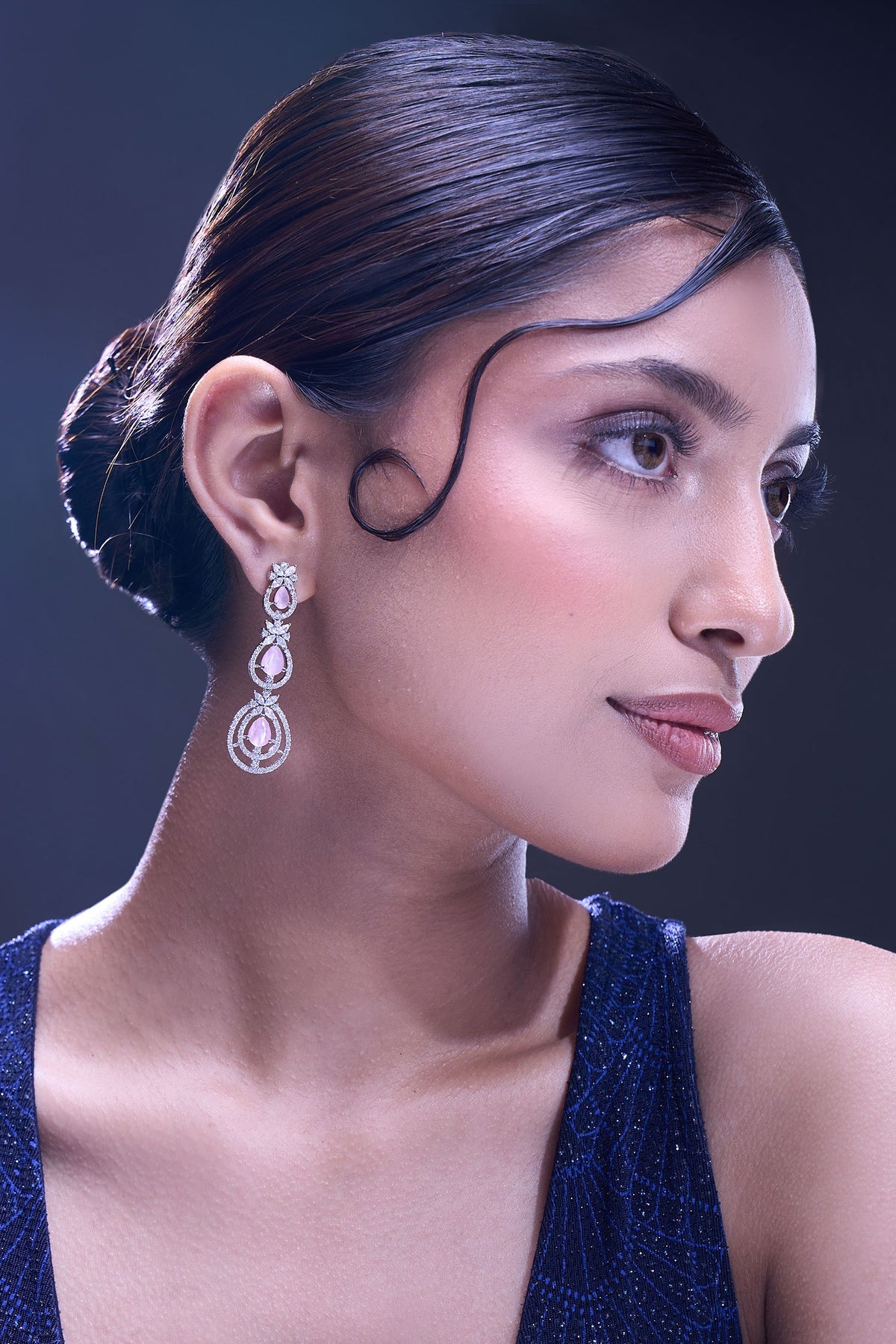 Pink American Diamond Earrings 