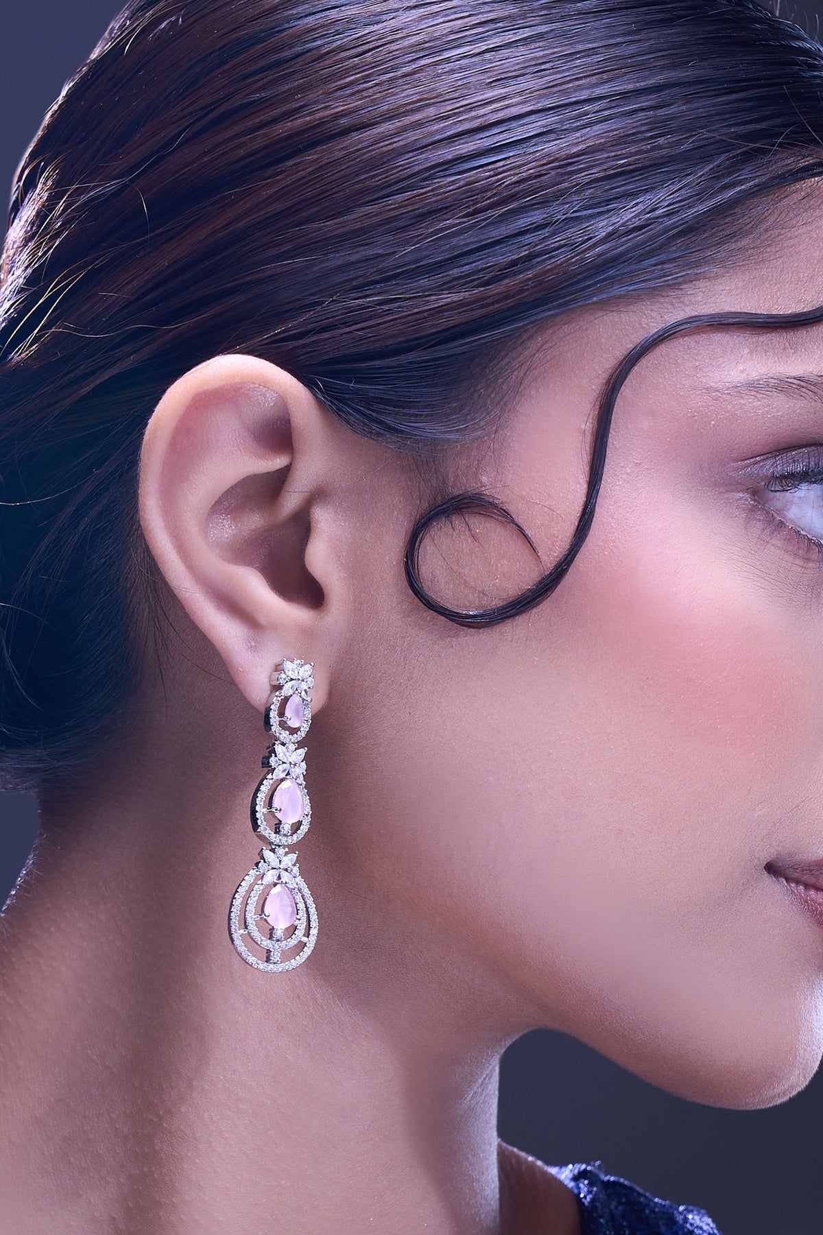 Pink American Diamond Earrings 