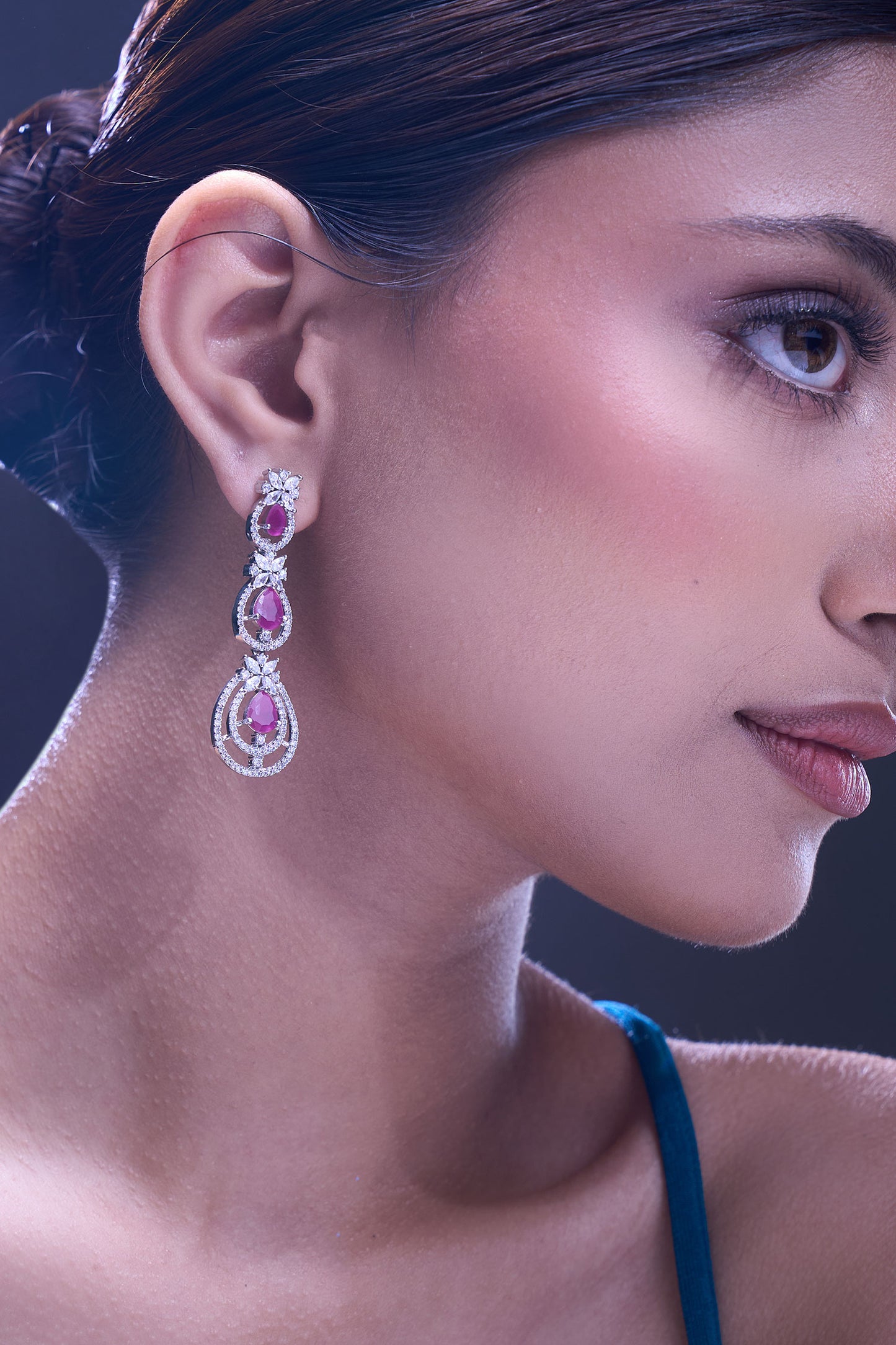 Ruby American Diamond Earrings 