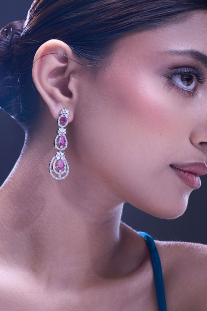 Ruby American Diamond Earrings 