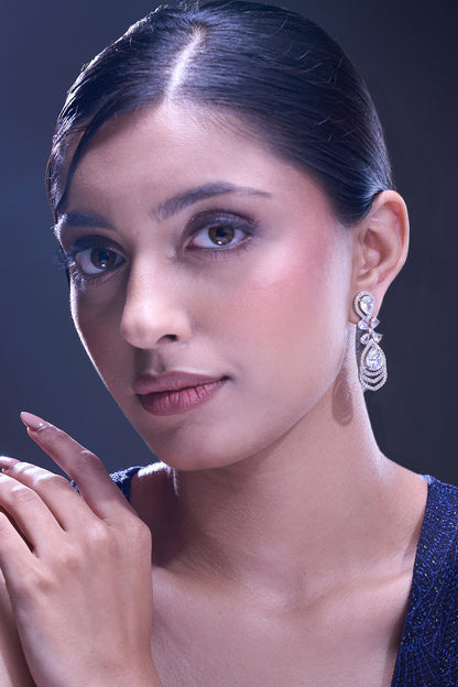 White American Diamond Earrings 
