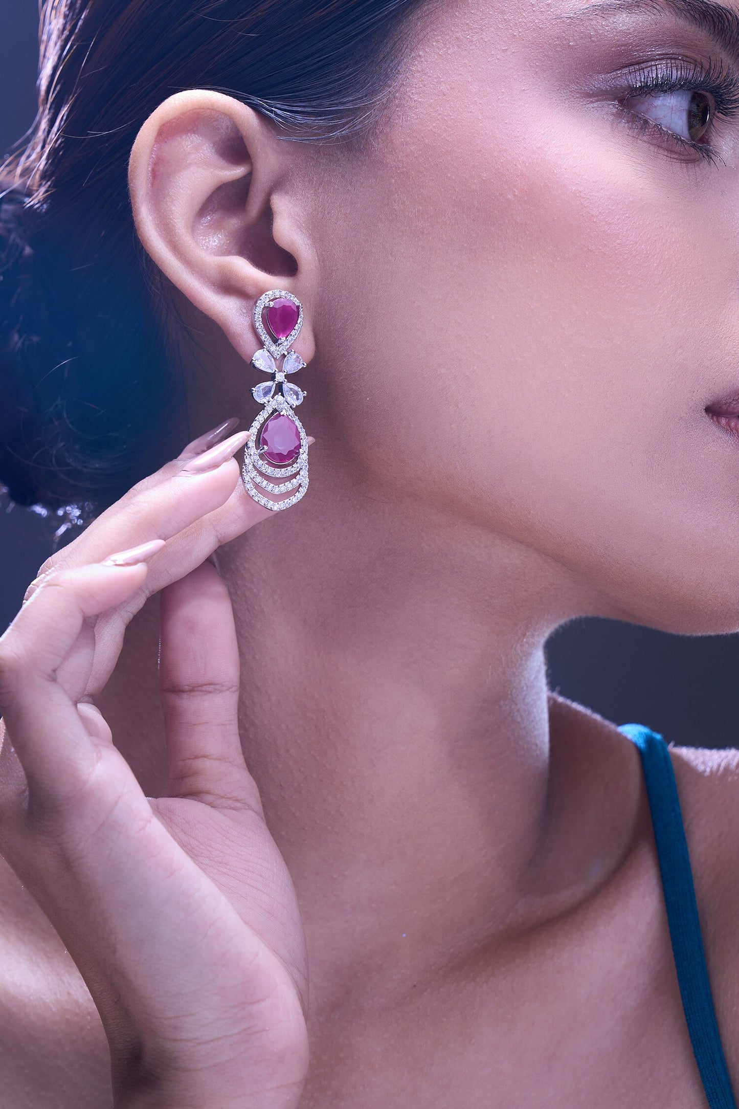 Ruby American Diamond Earrings 