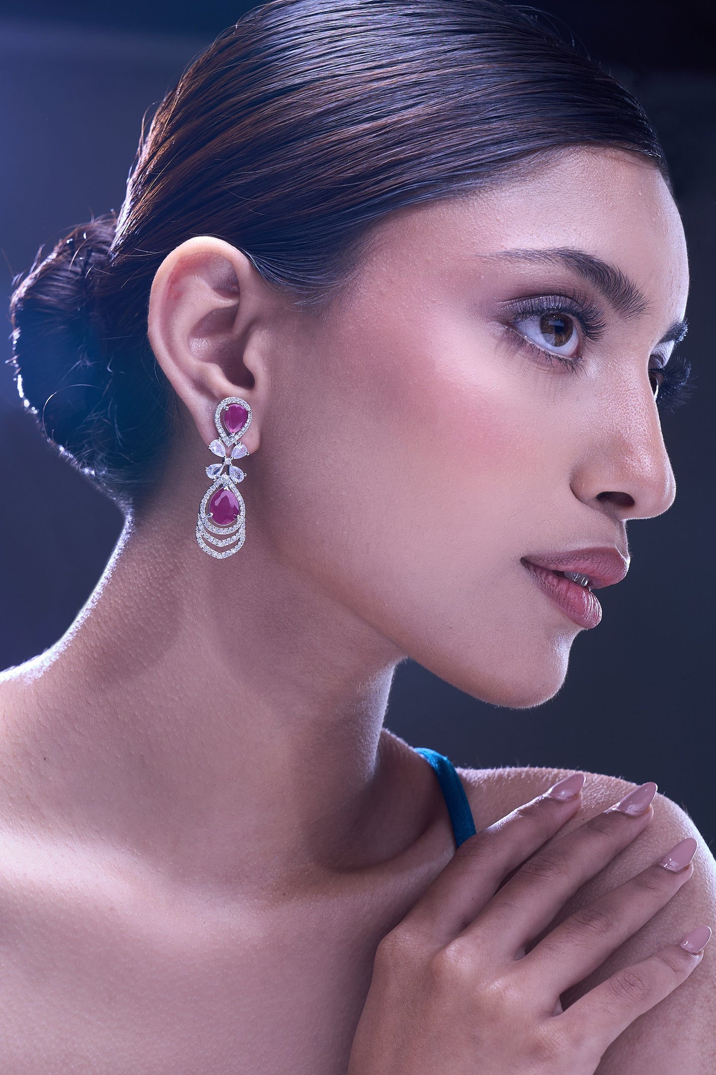 Ruby American Diamond Earrings 