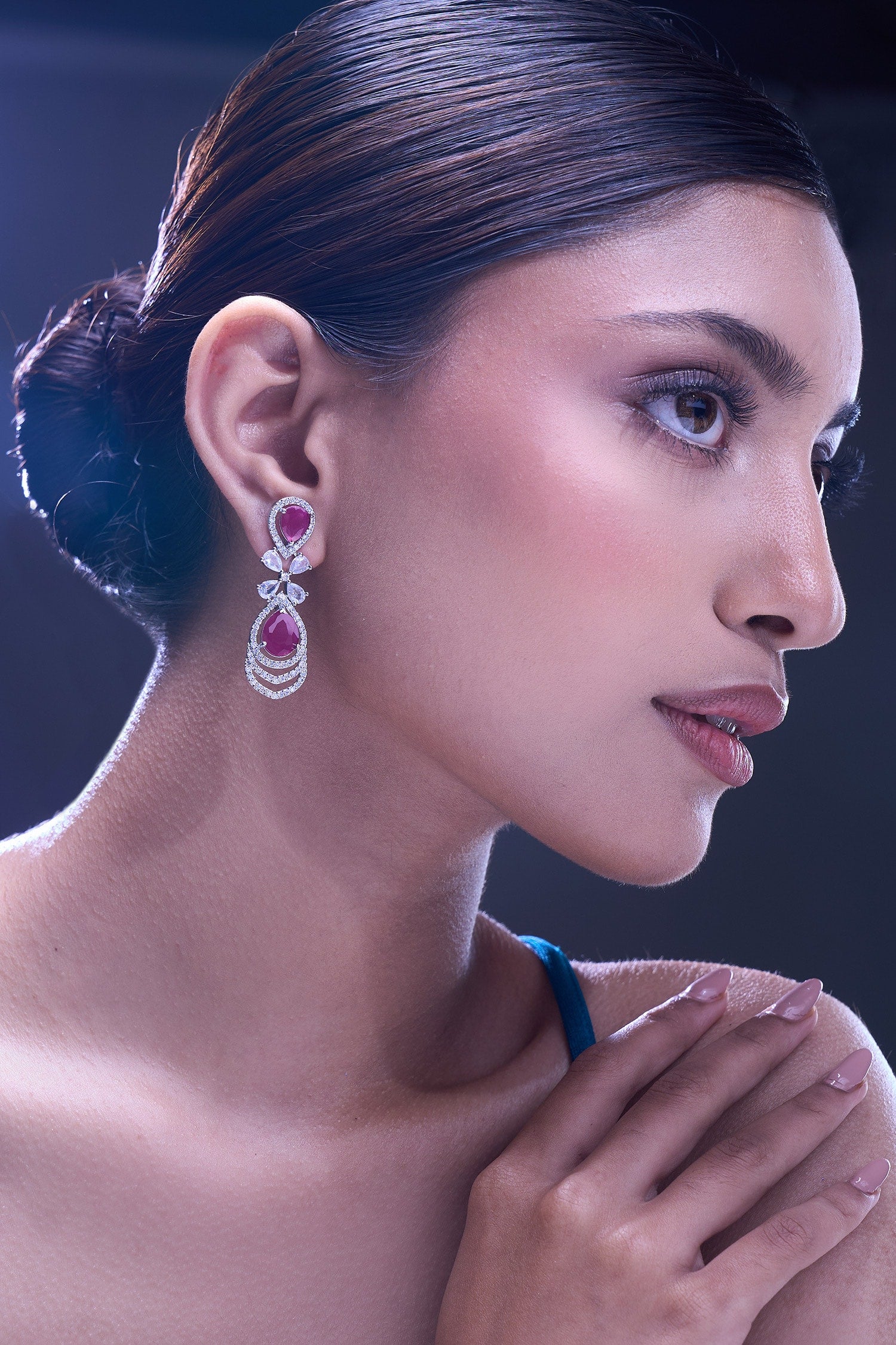 Ruby American Diamond Earrings 
