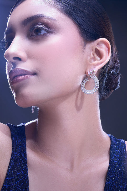 Pink American Diamond Earrings 