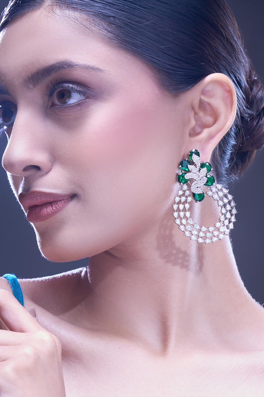Green American Diamond Earrings 