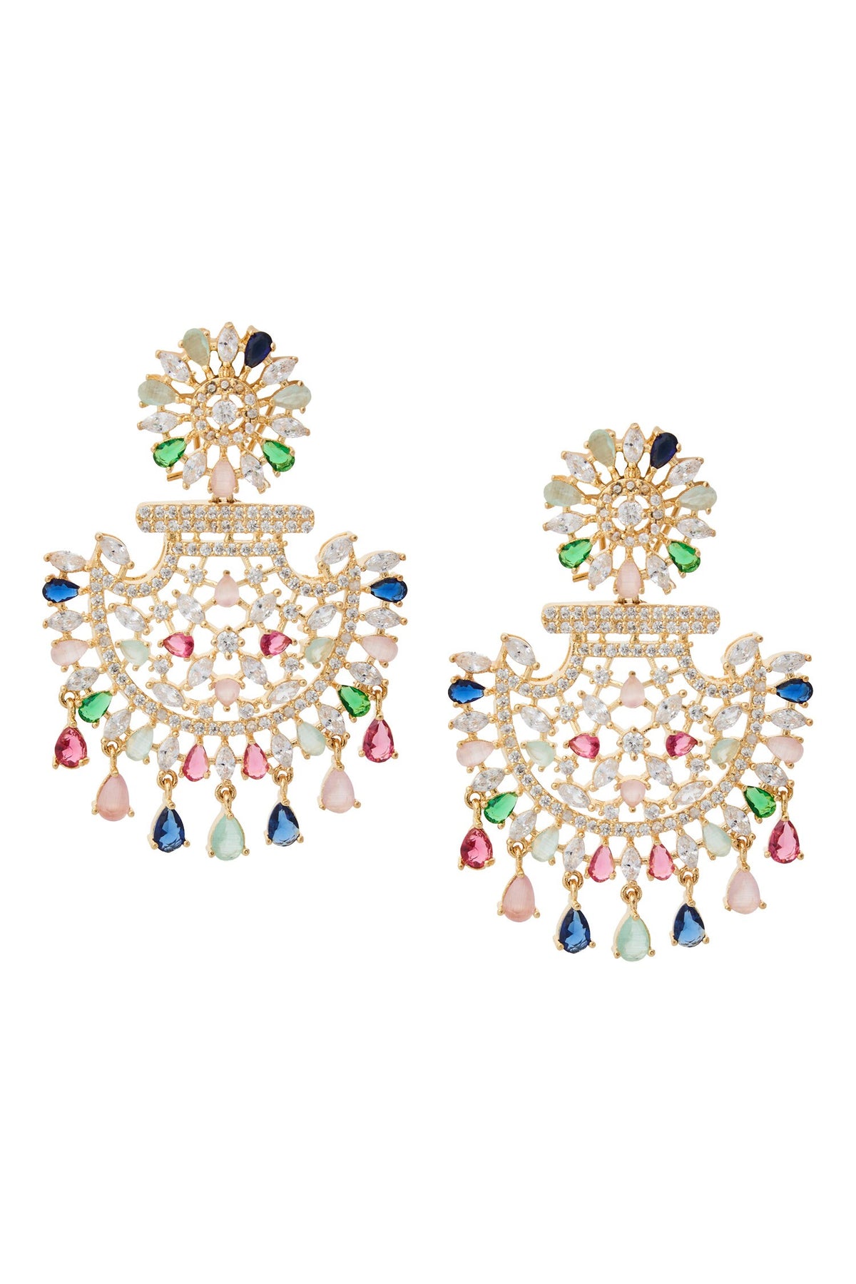 Multi Color American Diamond Earrings 