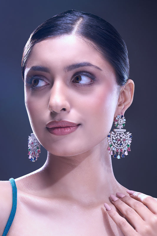 Multicolor American Diamond Earrings 