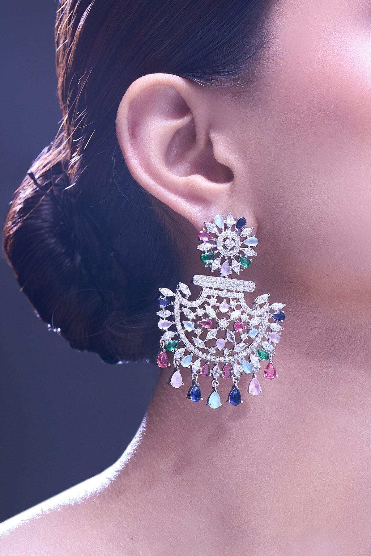 Multicolor American Diamond Earrings 