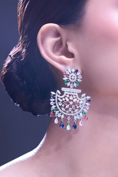 Multicolor American Diamond Earrings 
