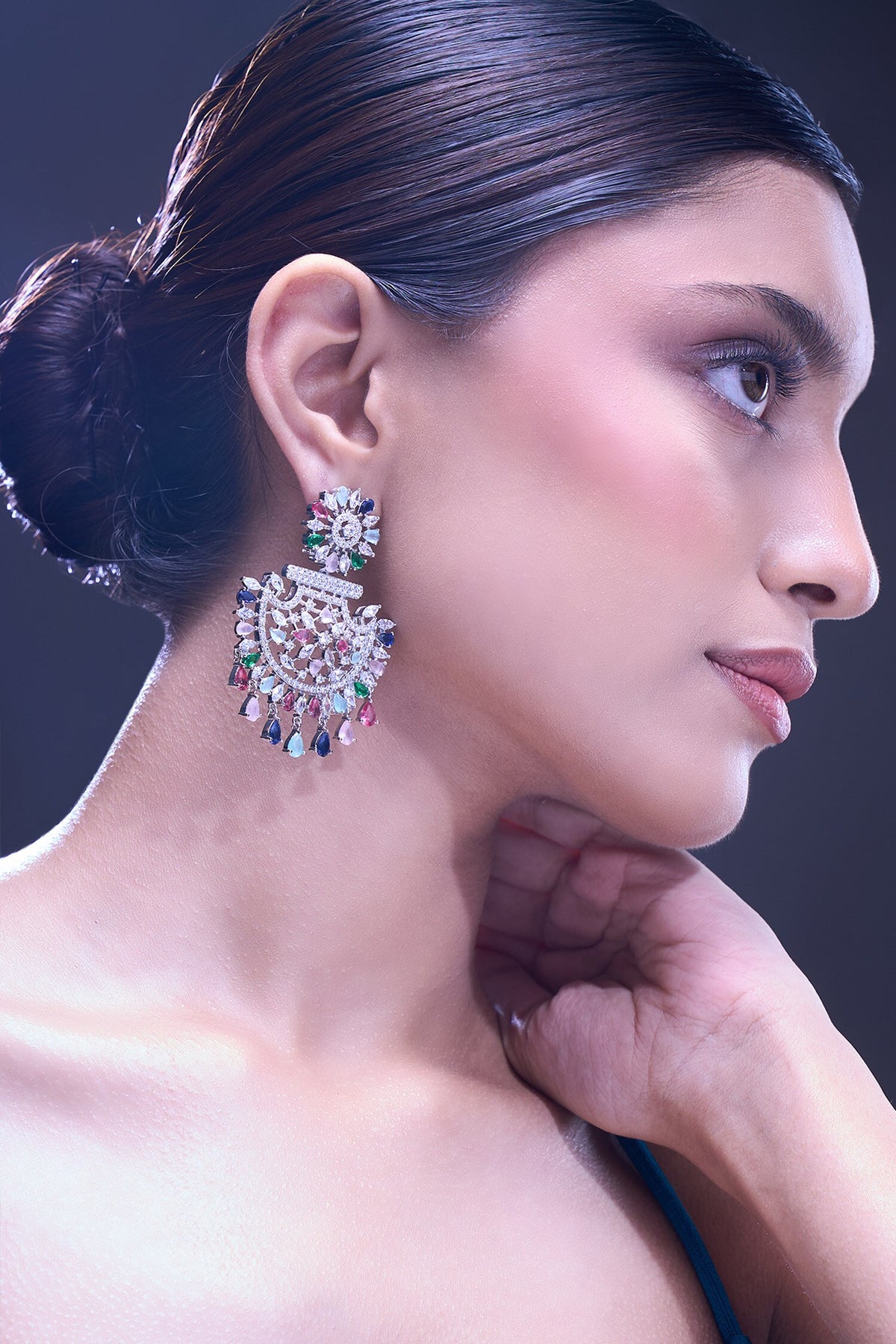 Multicolor American Diamond Earrings 