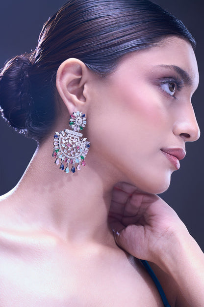 Multicolor American Diamond Earrings 