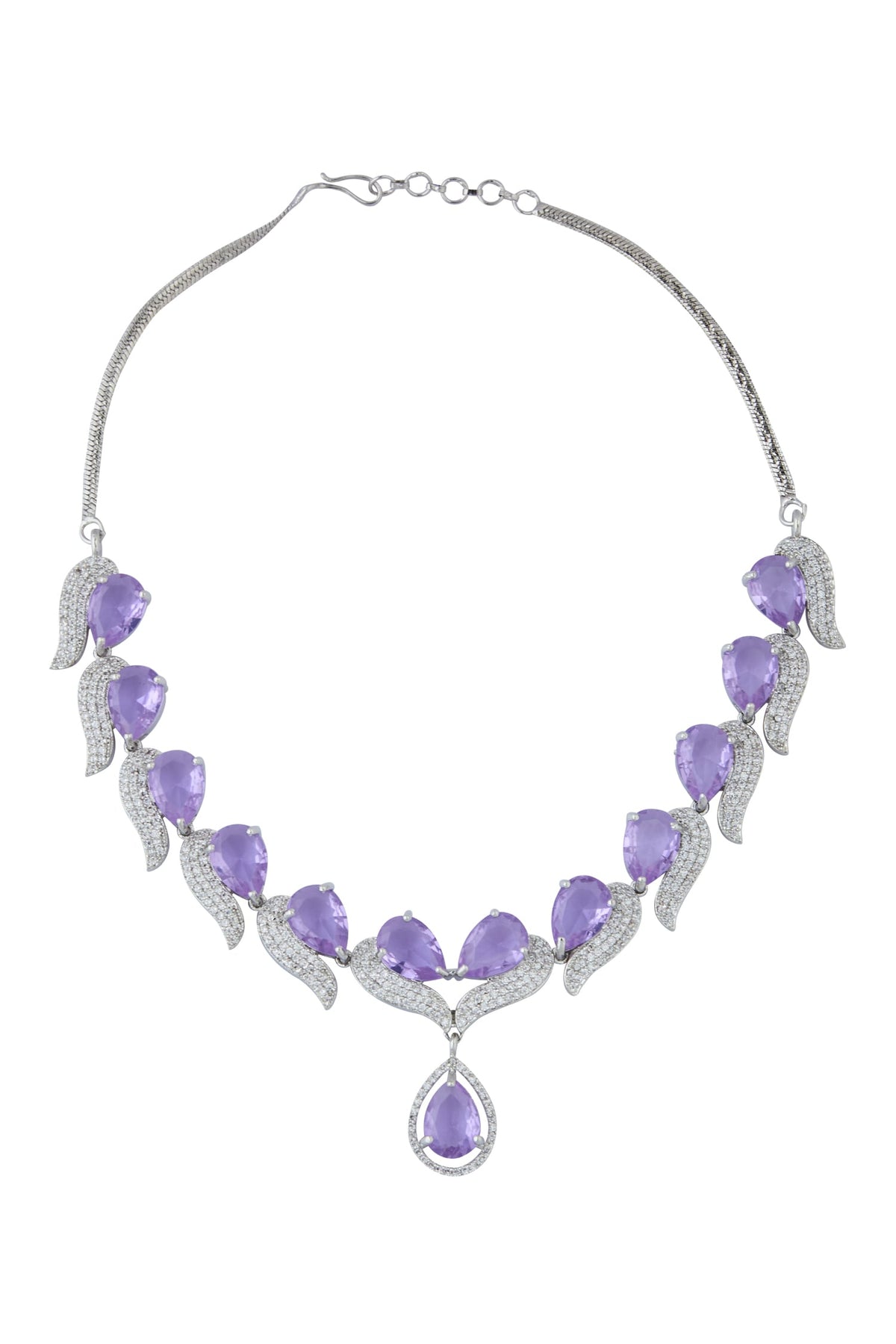 Violet Brass Necklace & Earring Set 