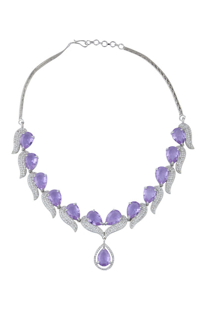 Violet Brass Necklace & Earring Set 