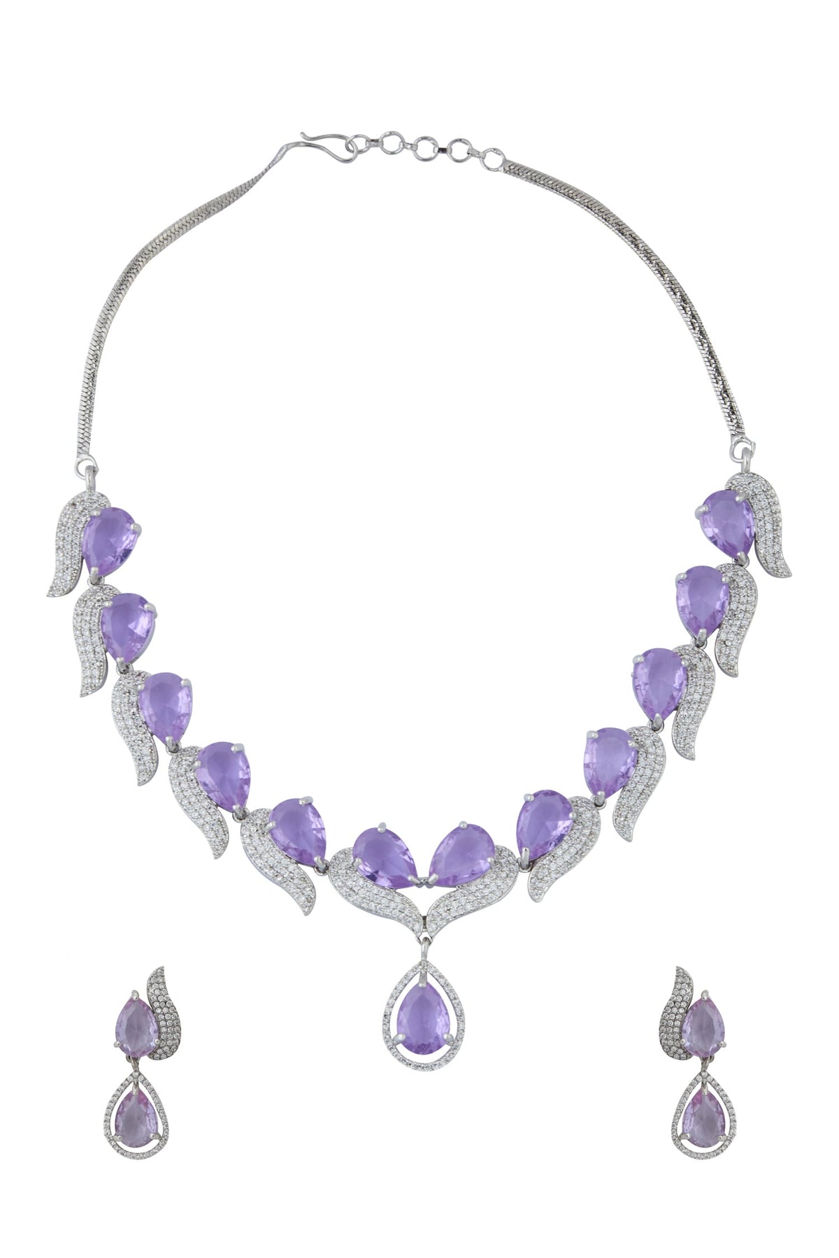 Violet Brass Necklace & Earring Set 