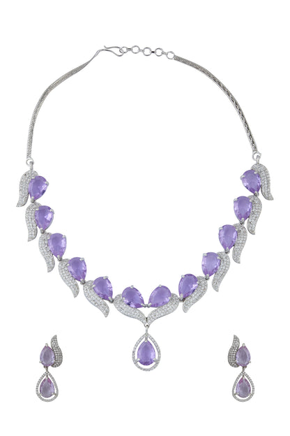 Violet Brass Necklace & Earring Set 