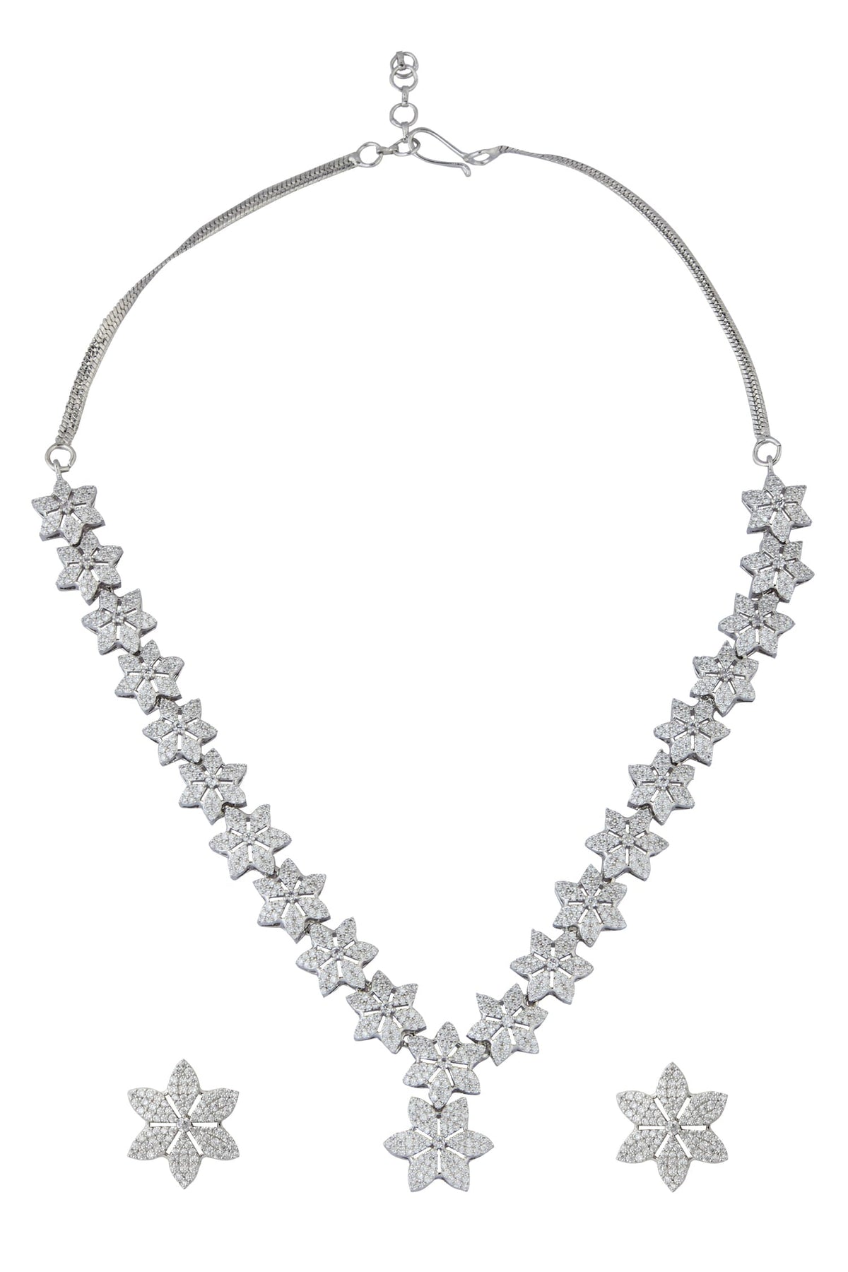 White American Diamond Necklace & Earring Set 