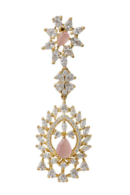 Pink Brass Necklace & Earring Set 