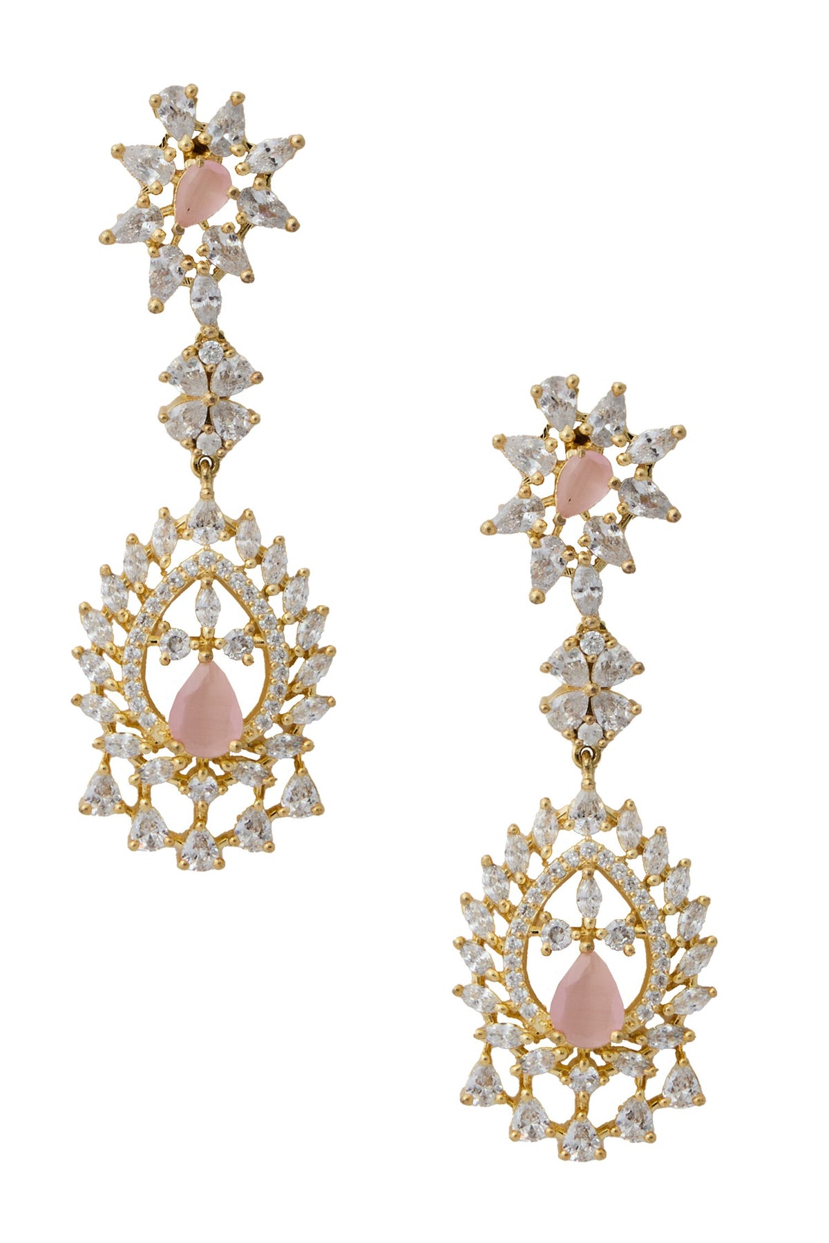 Pink Brass Necklace & Earring Set 