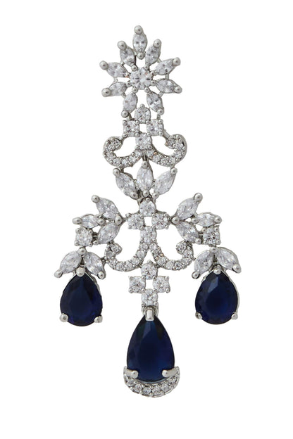 Blue American Diamond Necklace & Earring Set 