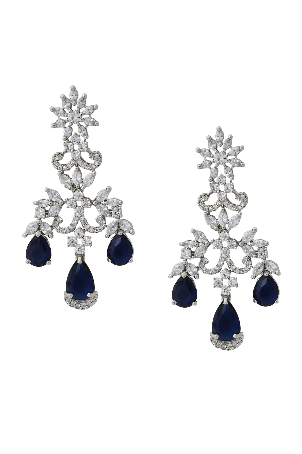 Blue American Diamond Necklace & Earring Set 