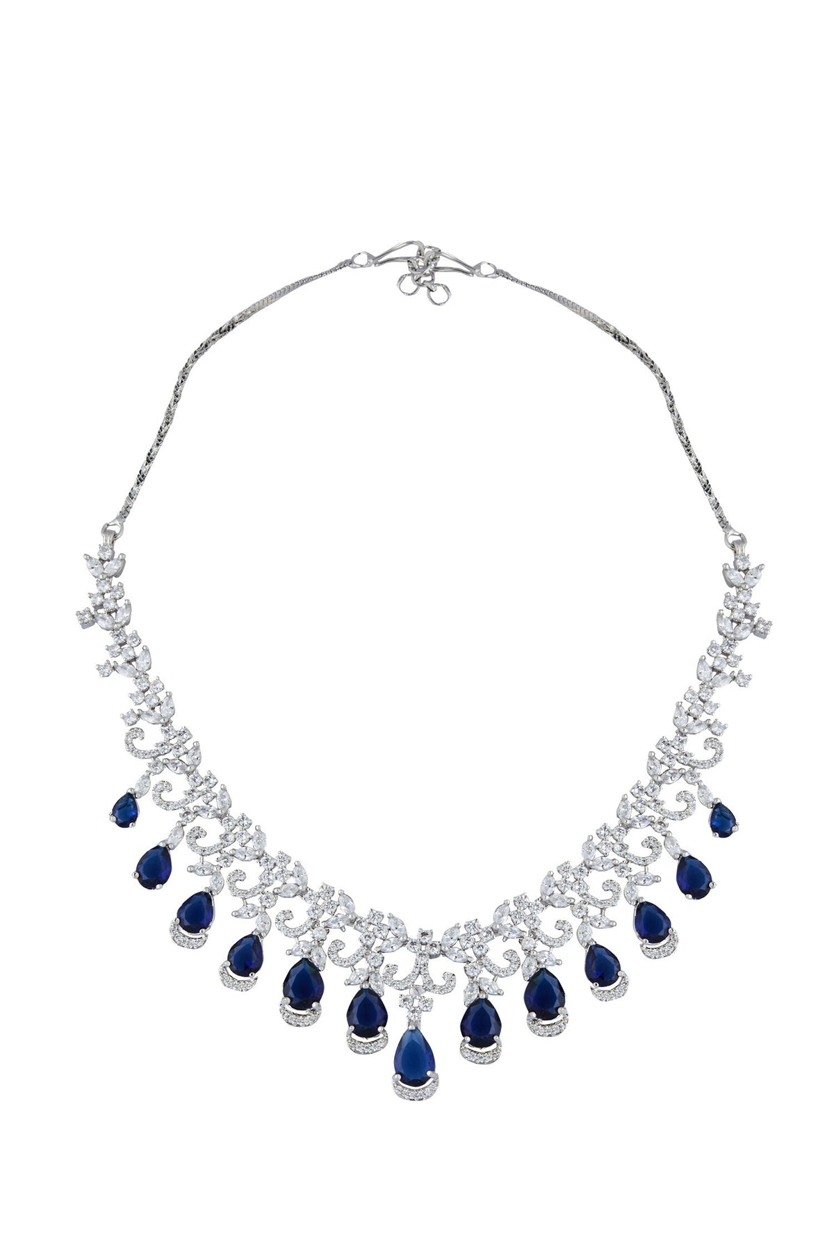 Blue American Diamond Necklace & Earring Set 