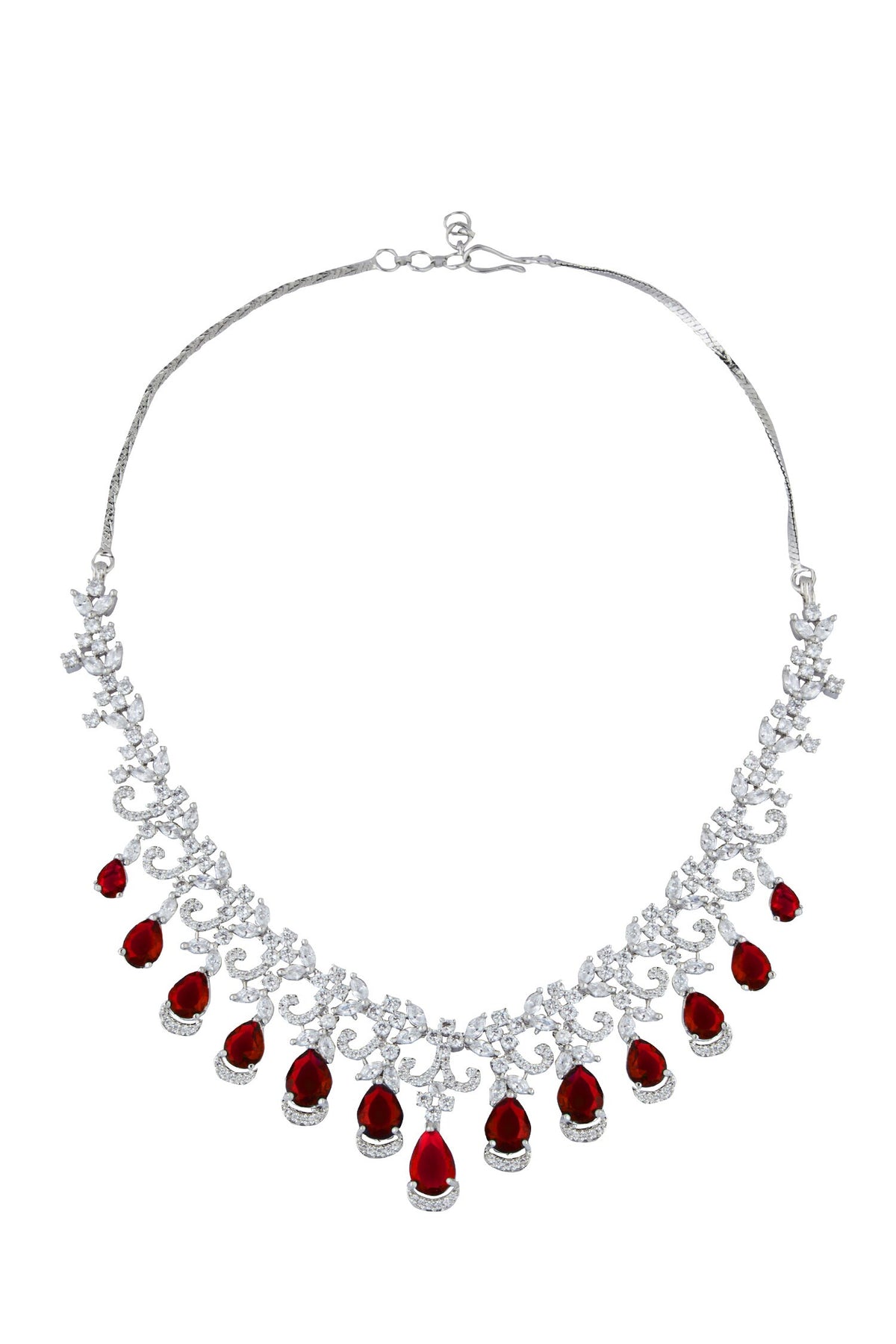 Ruby American Diamond Necklace & Earring Set 
