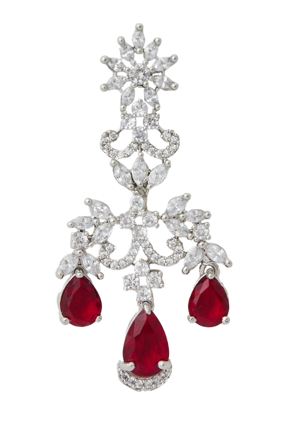 Ruby American Diamond Necklace & Earring Set 