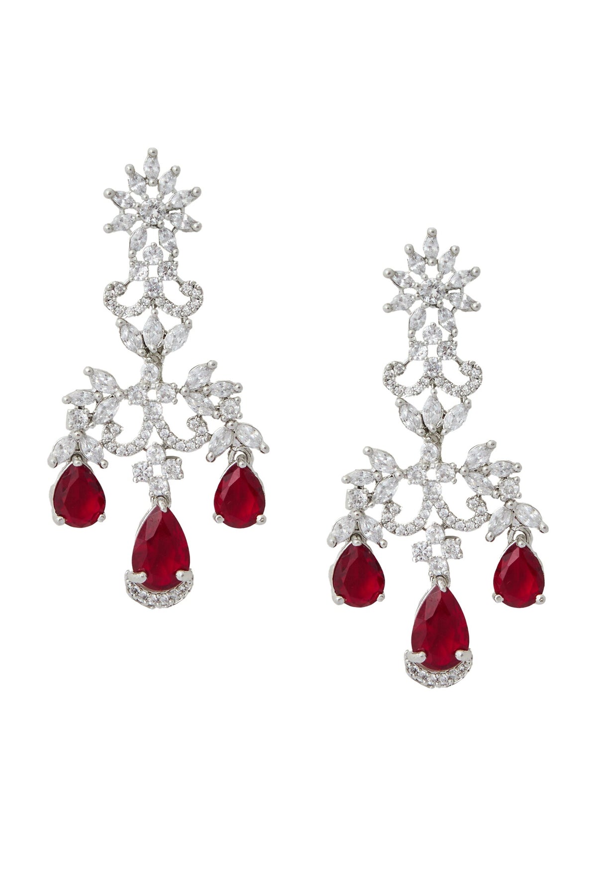 Ruby American Diamond Necklace & Earring Set 