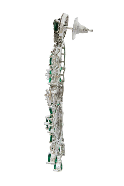 Green Brass American Diamond Jewelry Set 