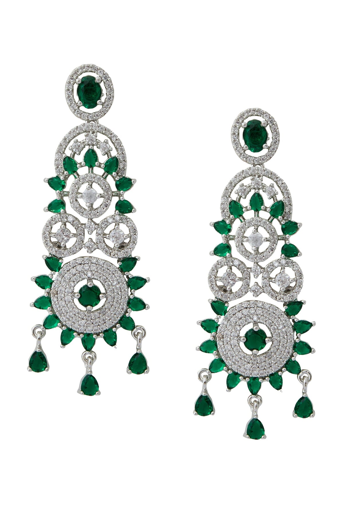Green Brass American Diamond Jewelry Set 
