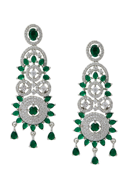 Green Brass American Diamond Jewelry Set 